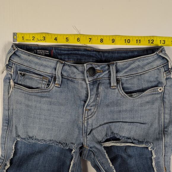 True Religion Halle Skinny Jeans Women’s 26 Blue Patchwork Distressed Denim - Picture 7 of 15